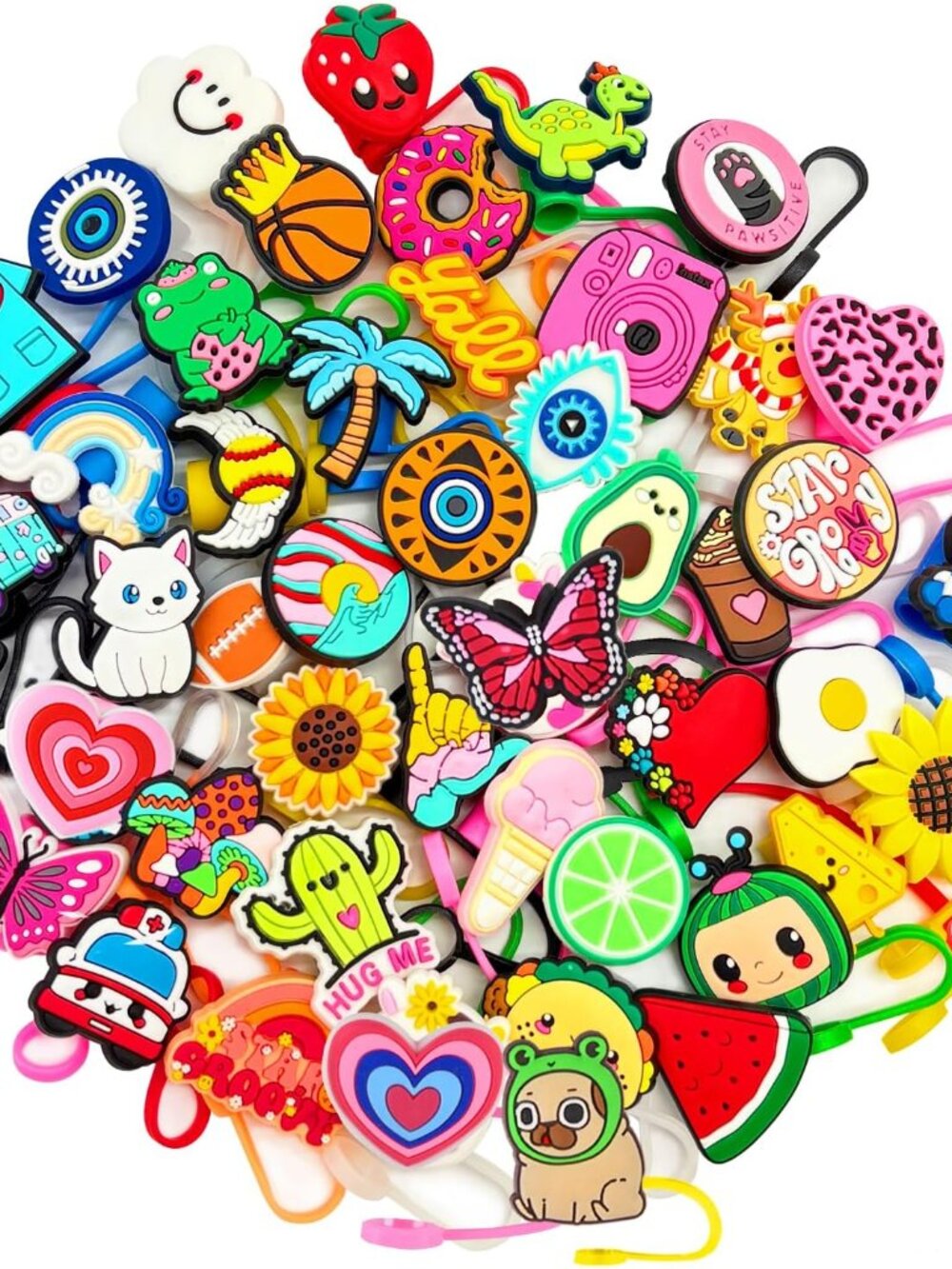 20Pcs Random Different Straw Cover Toppers for Stanley 40oz Cute Tumbler Straw C